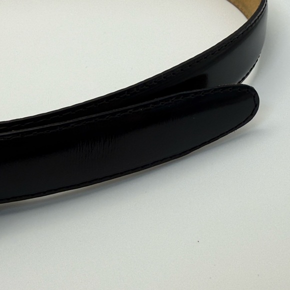 Vintage J.Crew Black Leather Belt Size 27 Made in USA Tortoise Buckle - Picture 5 of 10